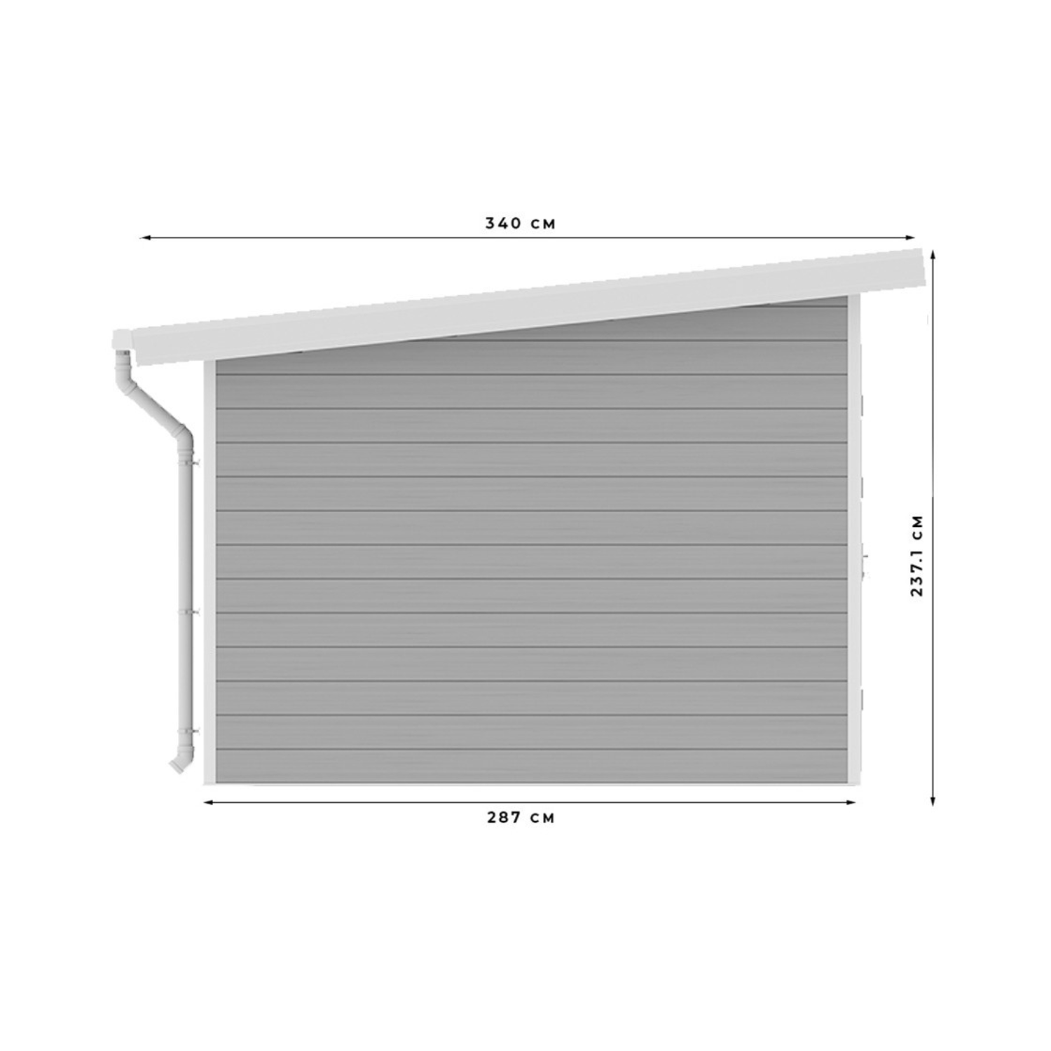 Abri de jardin composite SINTRA – 9 m2 gris clair – DESTOCKAGE - Miniature 3