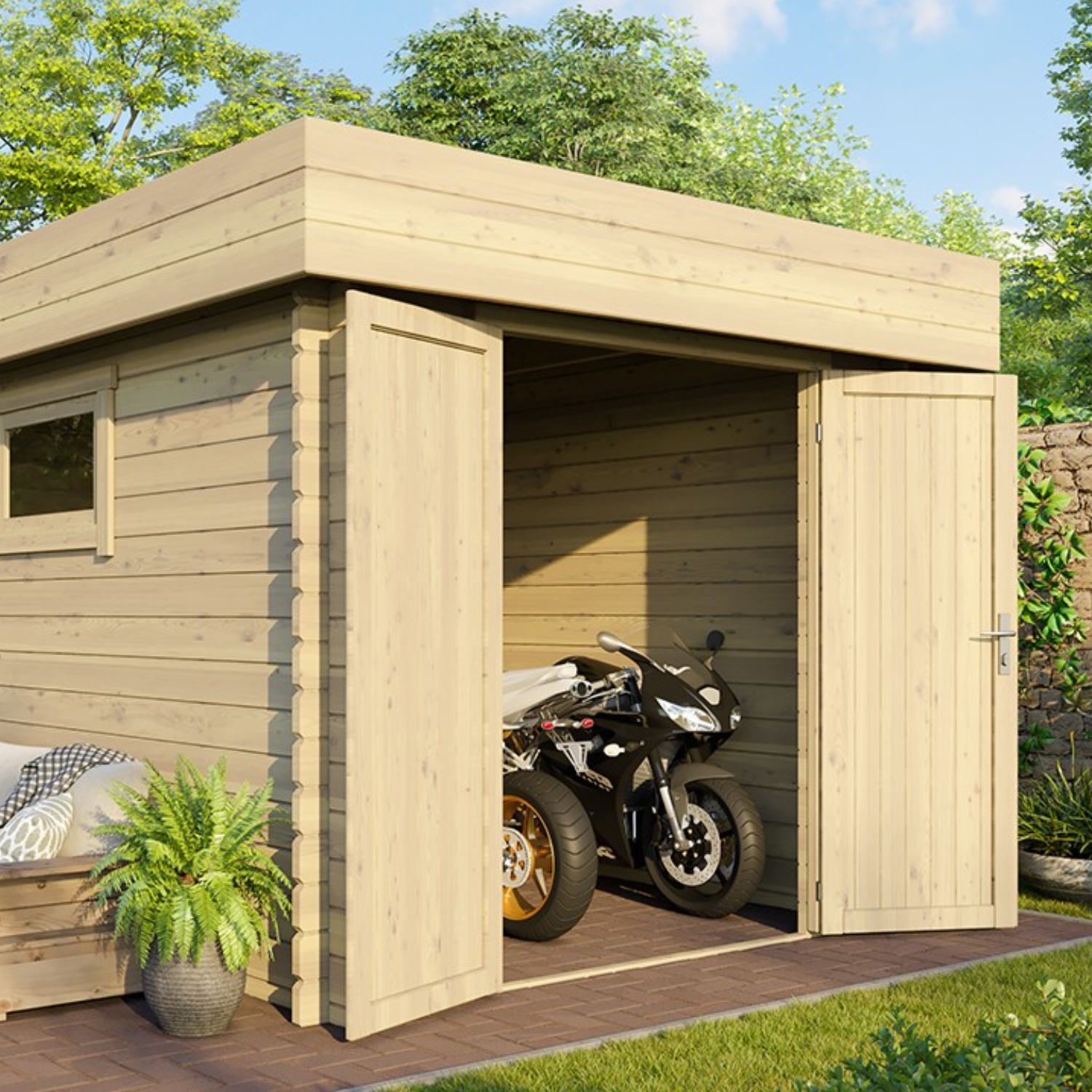 Ricovero moto in legno ROVETO 12m² – 28mm - Miniature 4