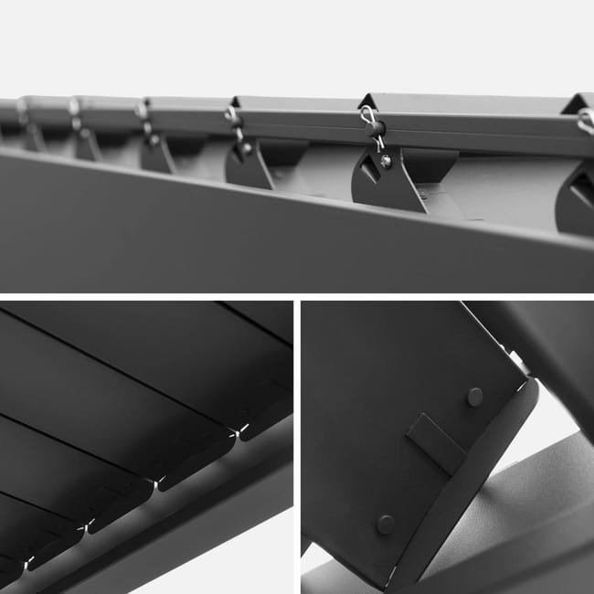 Pergola Bioclimatica grigio antracite 300x600cm. alluminio a lamelle orientabili + 2 tende 3m TRIOMPHE 6X3M + 2 STORES 3M - Miniature 3