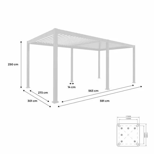 Pergola Bioclimatica grigio antracite 300x600cm. alluminio a lamelle orientabili + 2 tende 3m TRIOMPHE 6X3M + 2 STORES 3M - Miniature 2