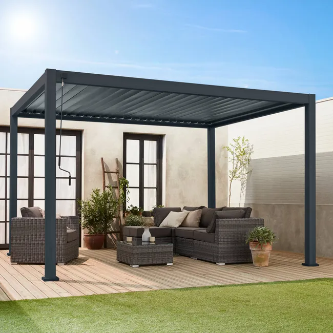 Pergola Bioclimatica grigio antracite – Triomphe – 3x4m. alluminio. a lamelle orientabili TRIOMPHE 4X3M - Miniature 2