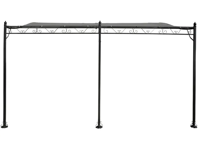 Pergola gazebo addossata in metallo - 3 x 4 m - Grigio - Miniature 4